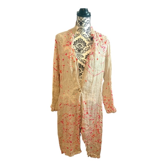 BANANA BLUE Bright Flax Mesh Splash Duster Coat - Picture 2 of 10